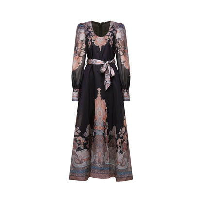 Philippine pattern-print color-block midi dress (US Only)