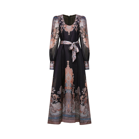 Philippine pattern-print color-block midi dress (US Only)