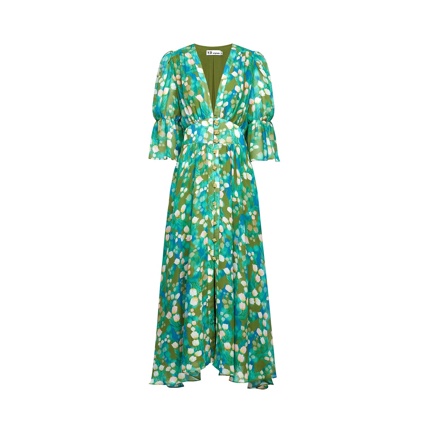 Perrine green floral-print midi dress (US Only)