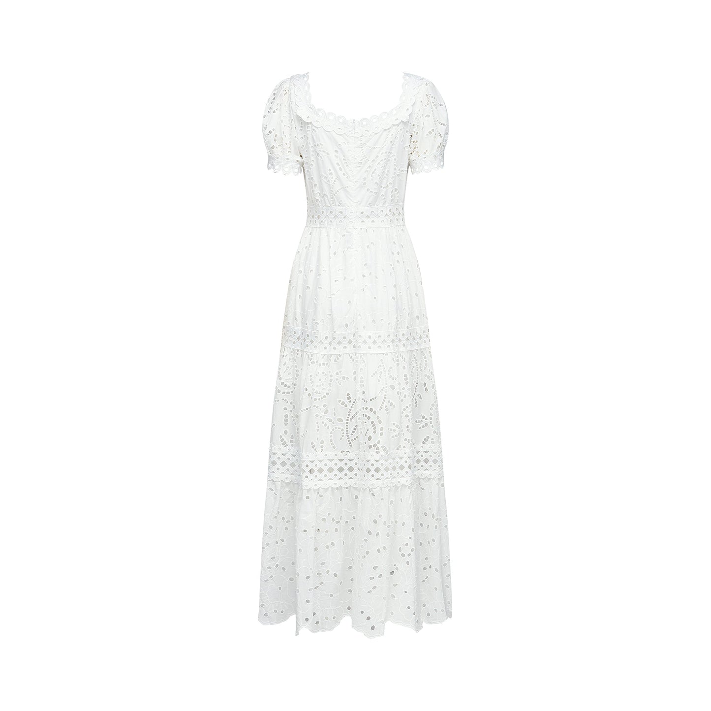 Hélène lace cut-out semi-sheer midi dress