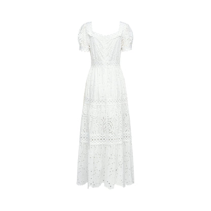 Hélène lace cut-out semi-sheer midi dress