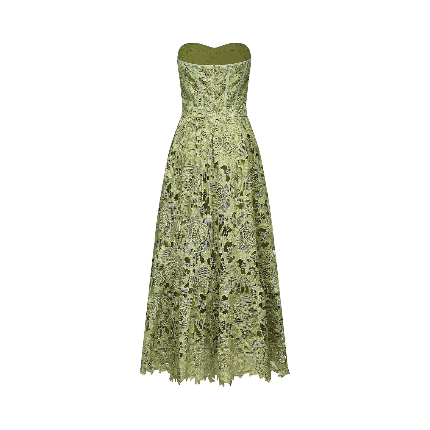 Inès lace floral embroidered cut-out midi dress