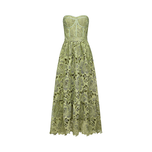 Inès lace floral embroidered cut-out midi dress