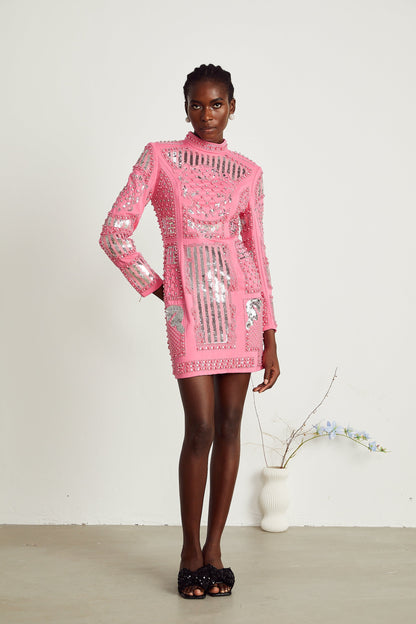 Violette pink embellished mini dress (US Only)