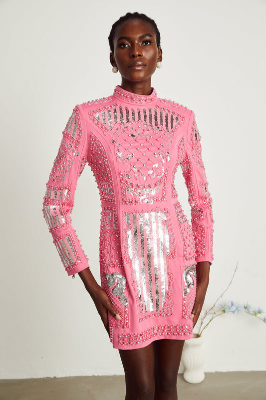 Violette pink embellished mini dress (US Only)