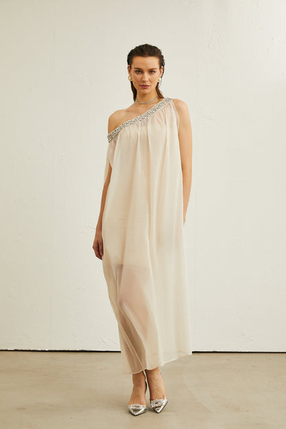 Austen crystal-embellished semi-sheer maxi dress
