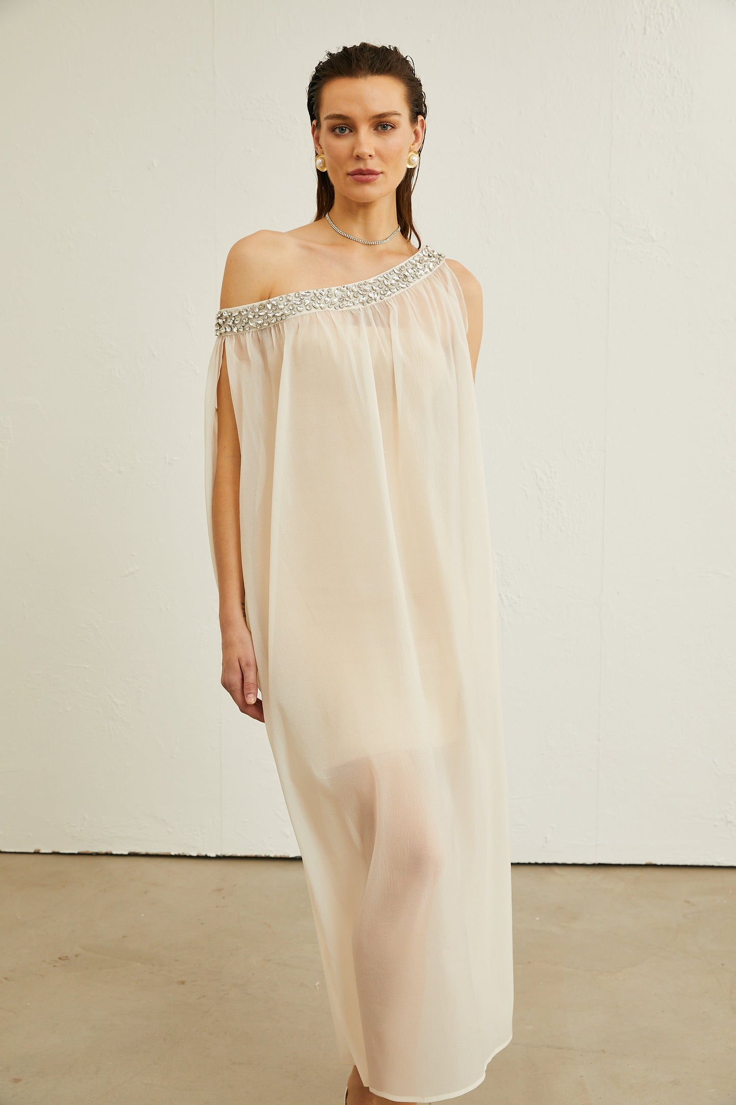 Austen crystal-embellished semi-sheer maxi dress