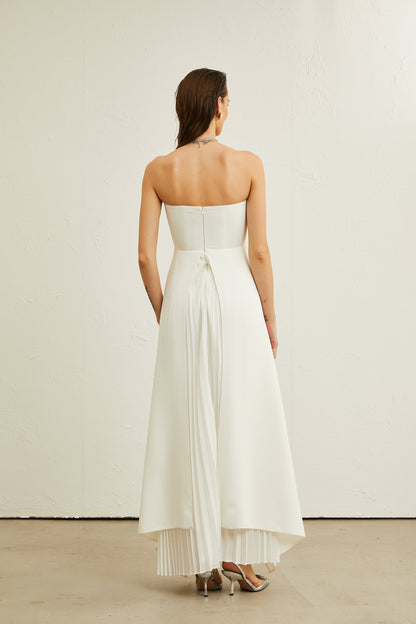 Vanessa white pleated off-shoulder maxi dress