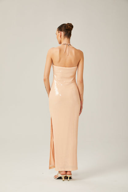 Yvette halterneck sequined maxi dress