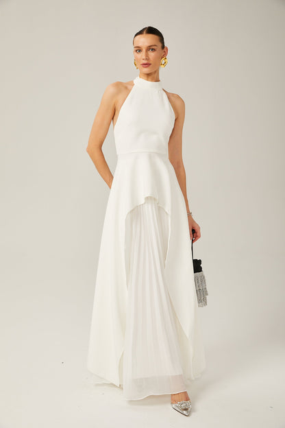 Inés halterneck layered long dress (US Only)