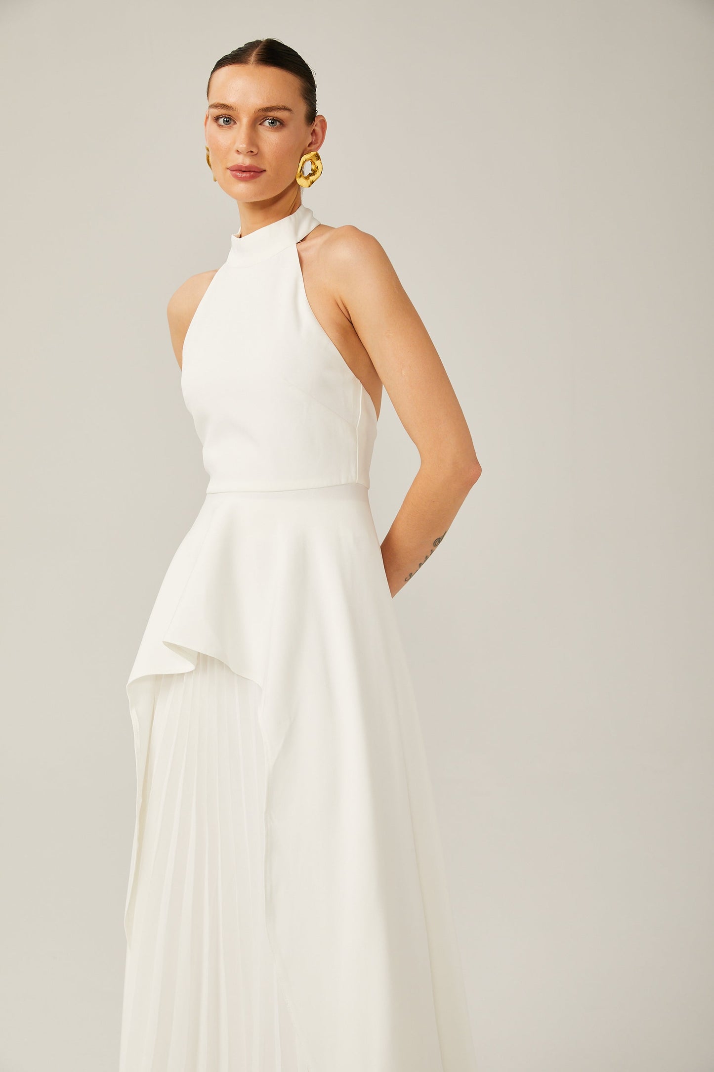 Inés halterneck layered long dress (US Only)