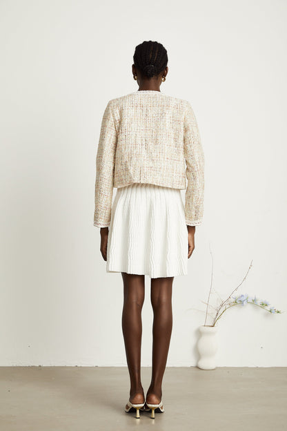 Anaïs neutrals sequin-embellished tweed jacket