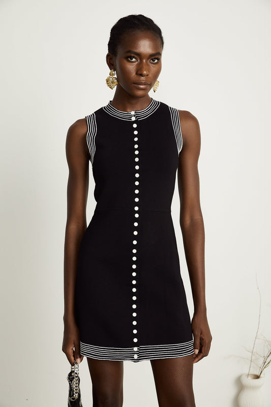 Colette contrasting-trim knitted mini dress