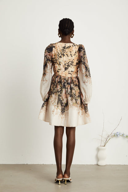 Béatrice neutrals floral-print mini dress