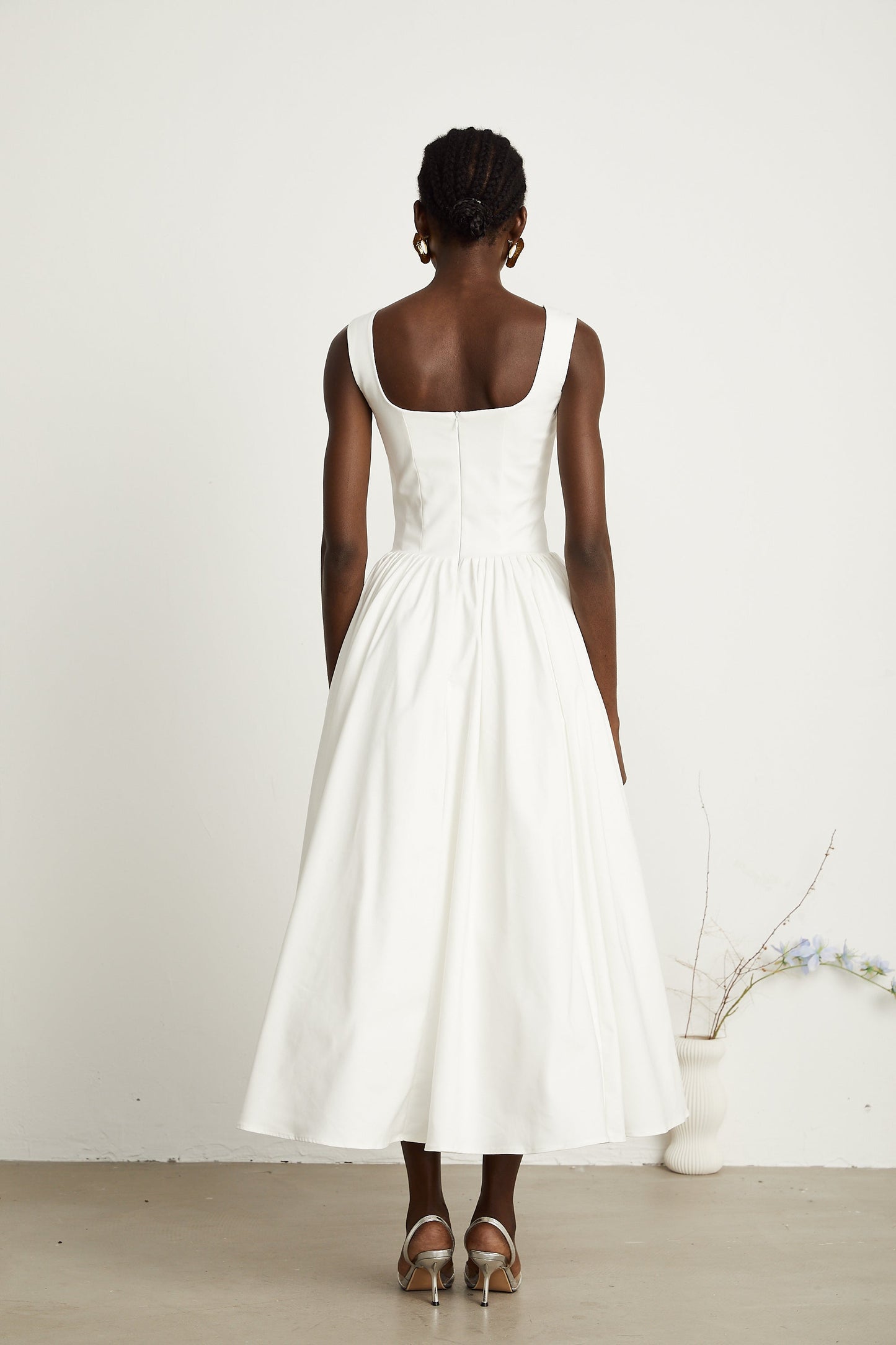 Sadie white pleated corset gown dress (US Only)