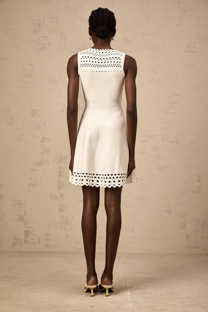 Colette white cut-out sleeveless knitted mini dress