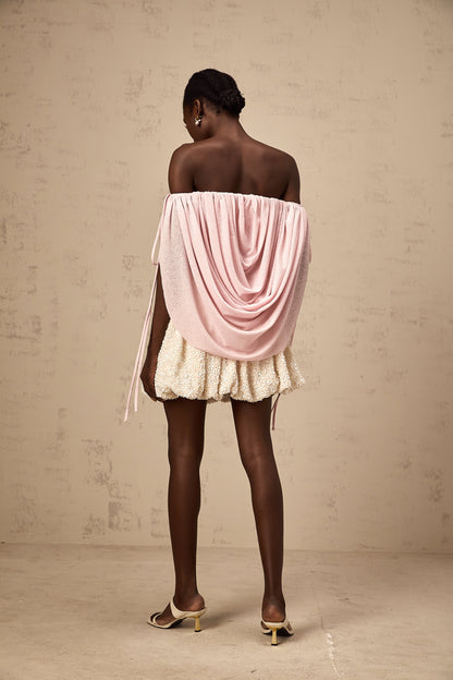 Quintina pink off-shoulder ruched top