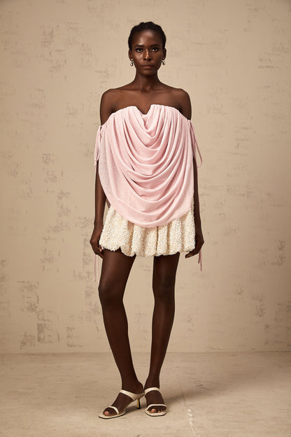 Quintina pink off-shoulder ruched top