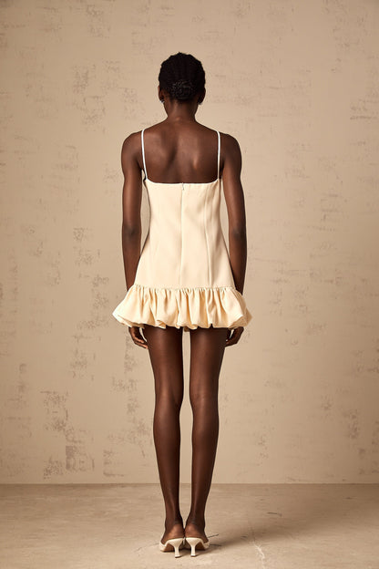 Hannah neutrals bow rhinestone mini dress