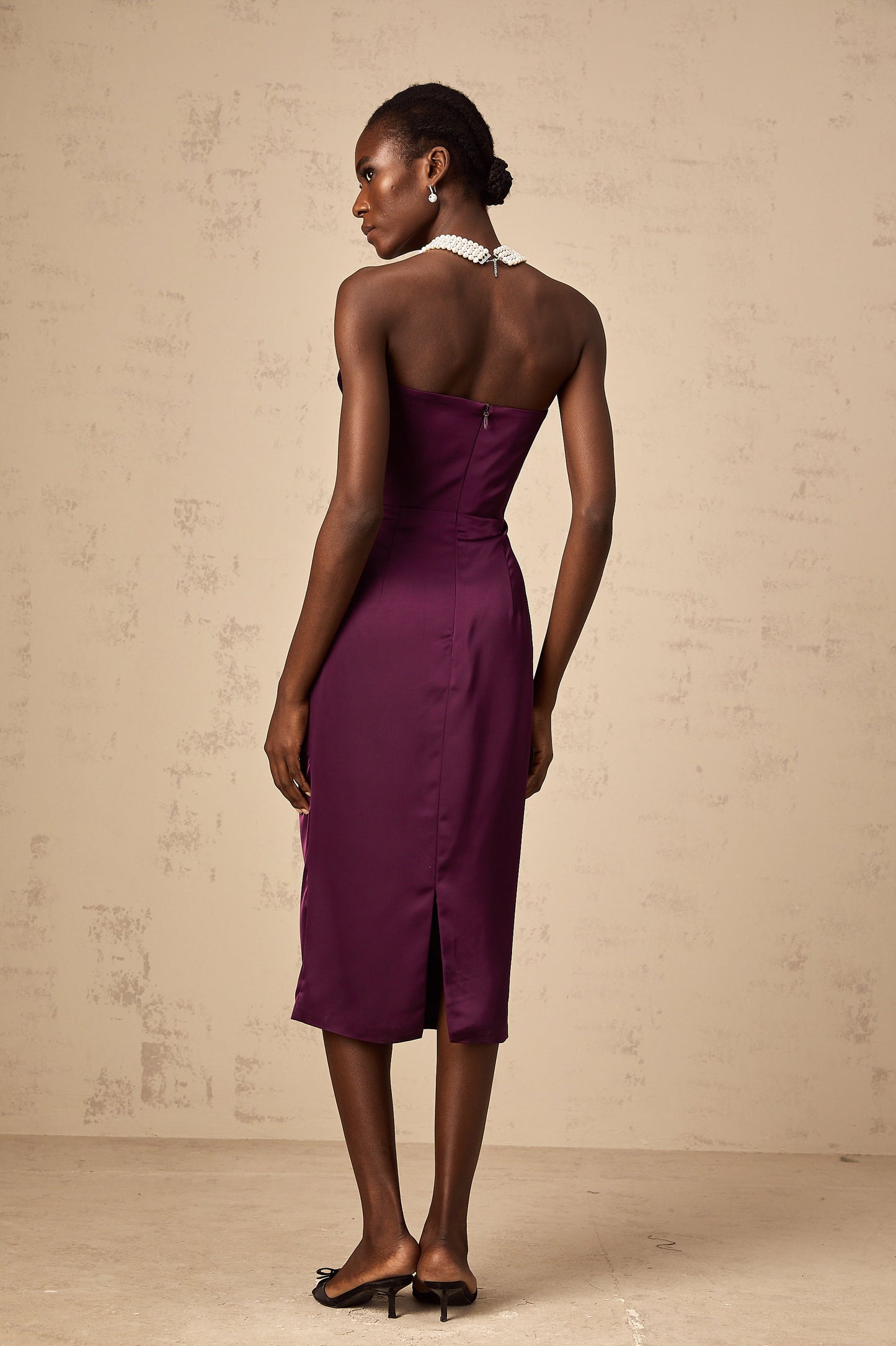 Chloé purple ruched satin midi dress