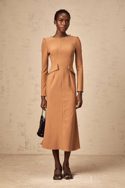 Doriane khaki sequin-embellished midi dress