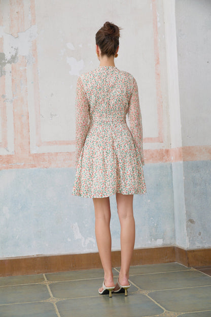 Marion floral-print pleated mini dress