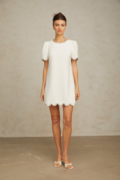Bérénice white crystal-embellished mini dress