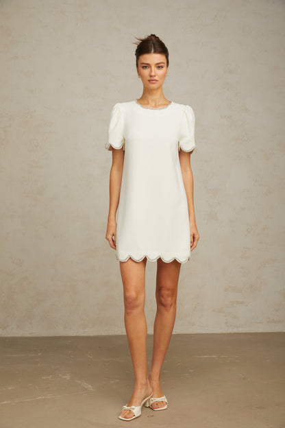 Bérénice white crystal-embellished mini dress