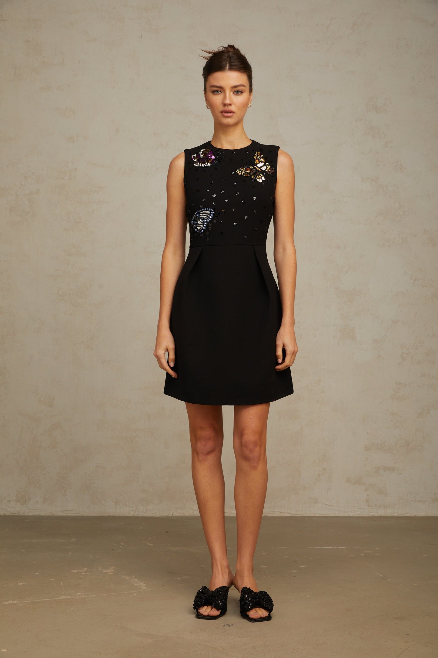 Manon black sequined butterfly mini dress