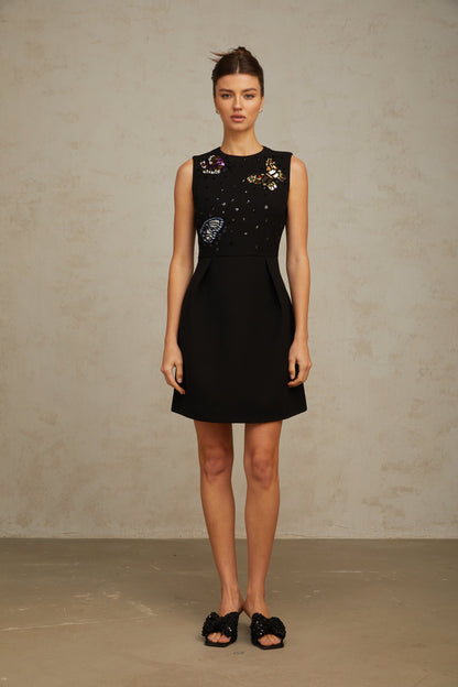Manon black sequined butterfly mini dress