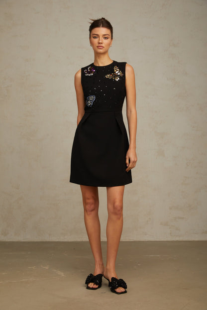 Manon black sequined butterfly mini dress