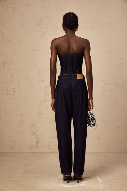 Kléber dark-blue off-shoulder denim top