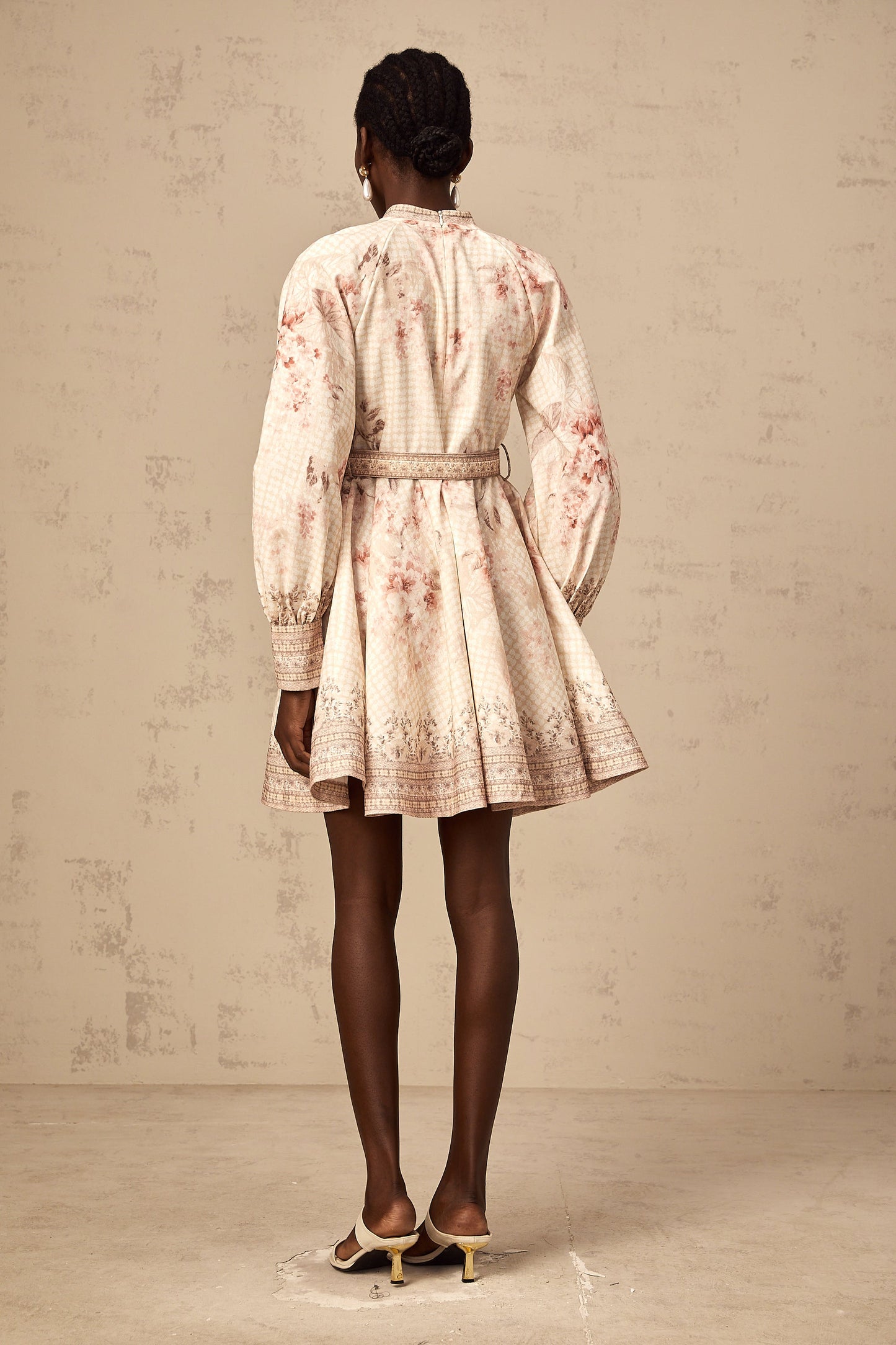 Quincia belted floral-print mini dress