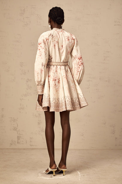 Quincia belted floral-print mini dress