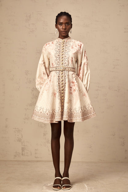 Quincia belted floral-print mini dress