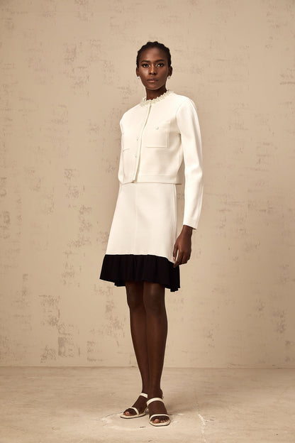 Coralie white faux-pearl knitted cardigan