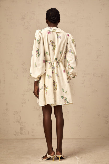 Perrine neutrals bowknot floral-print mini dress