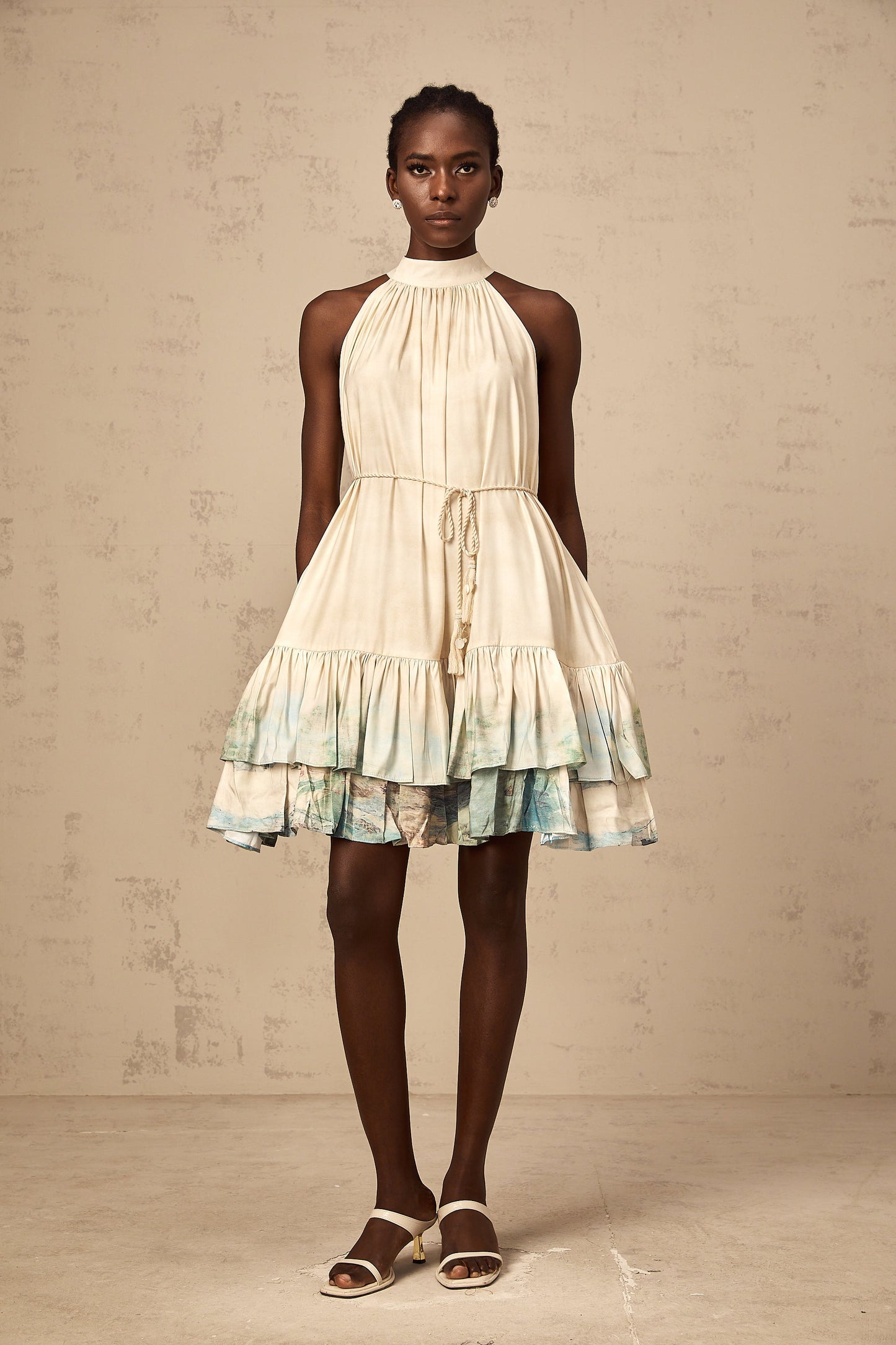 Delphine layered pattern-print mini dress