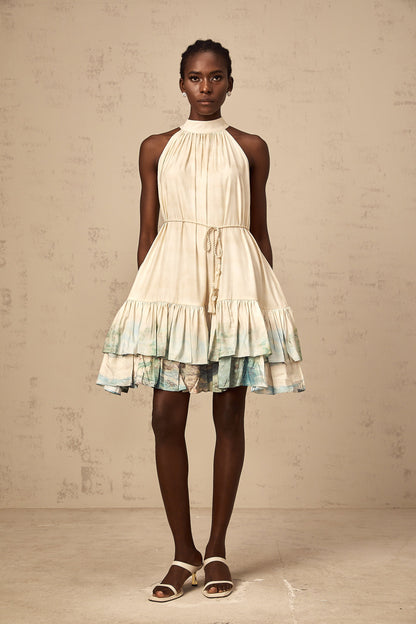 Delphine layered pattern-print mini dress
