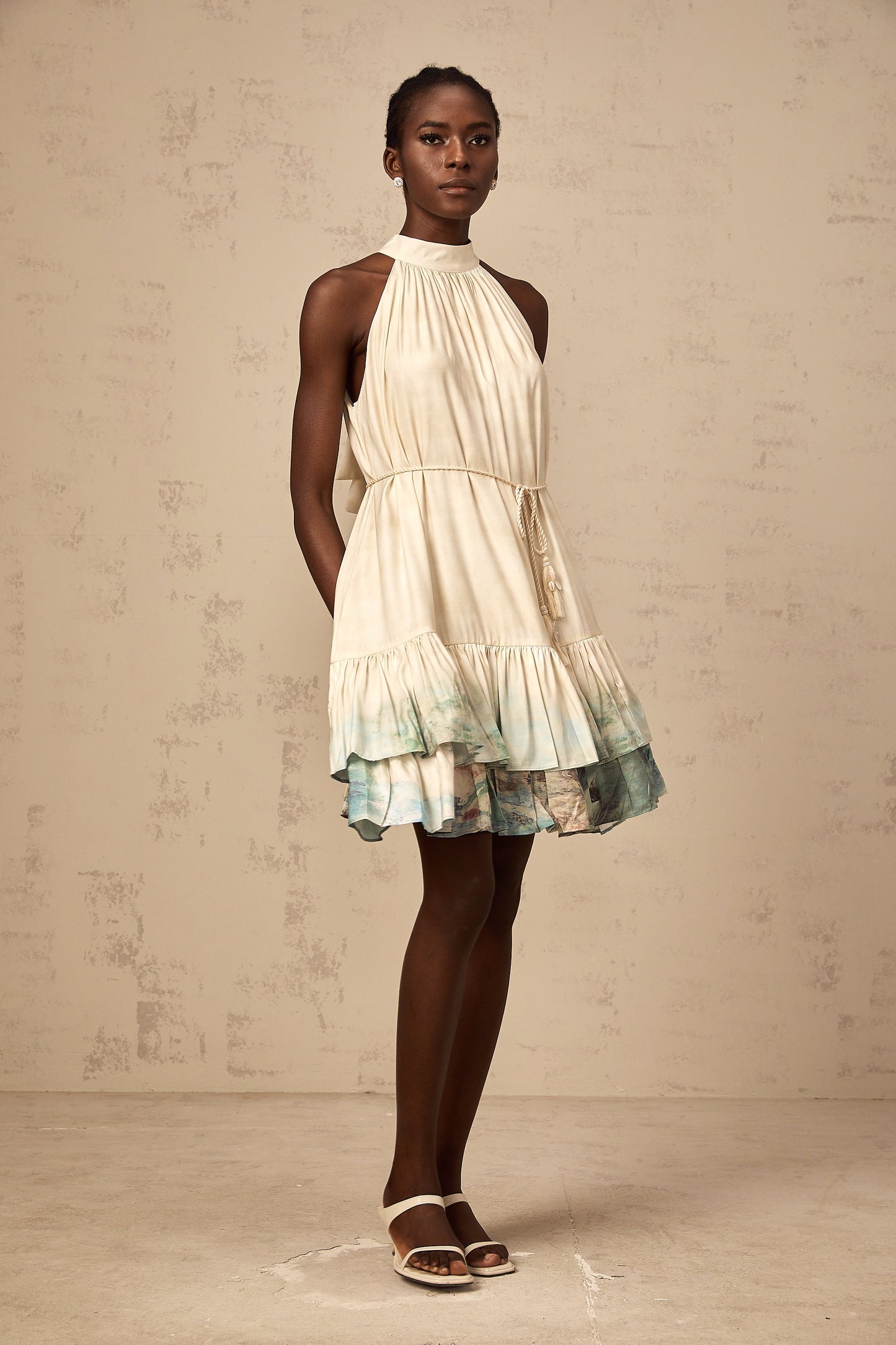 Delphine layered pattern-print mini dress