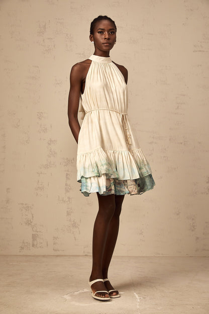 Delphine layered pattern-print mini dress