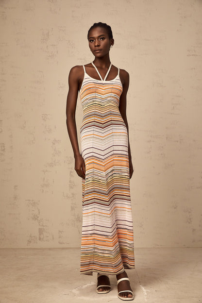 Chloé multicolor striped knit maxi dress