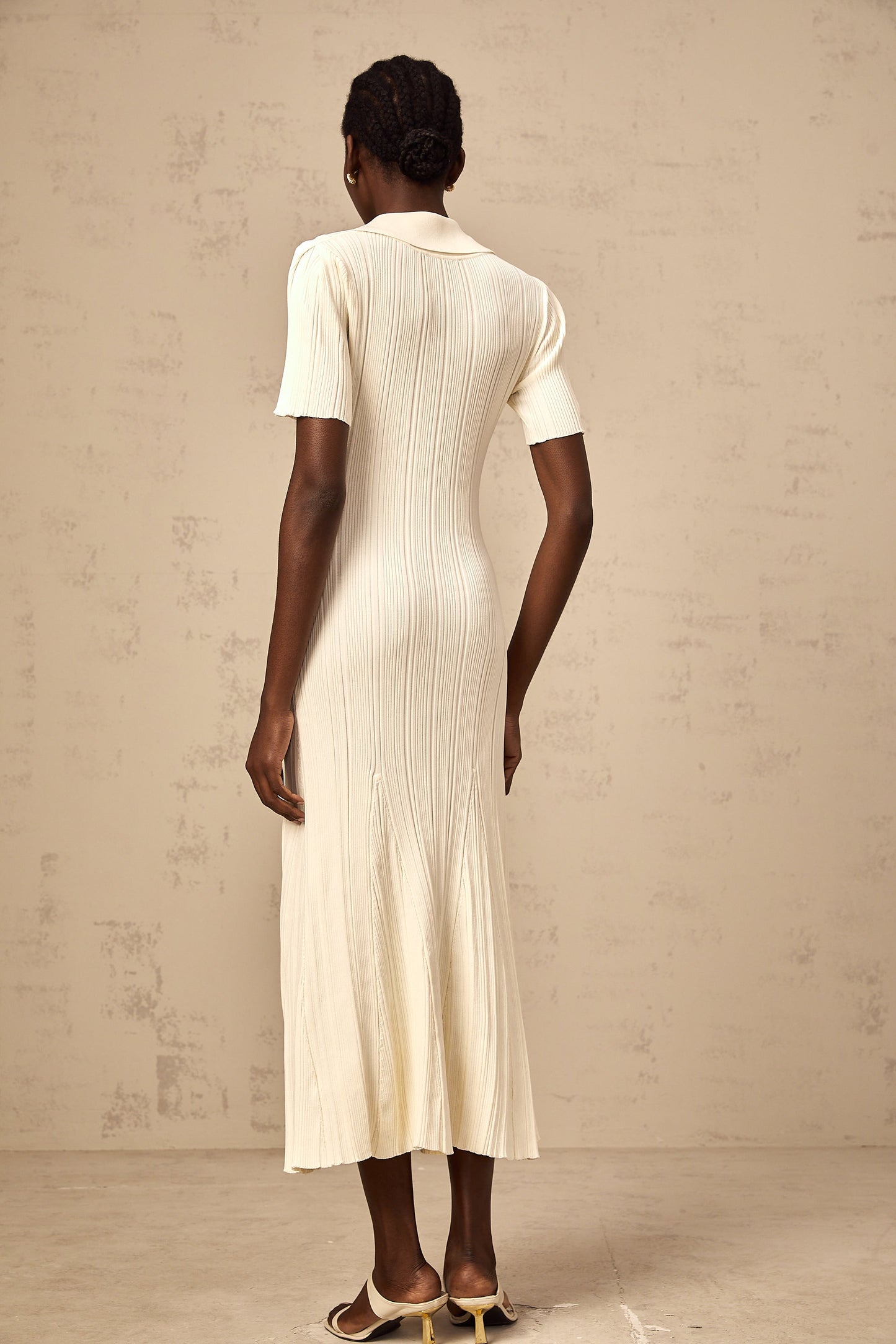 Nouria neutrals ribbed-knit midi dress