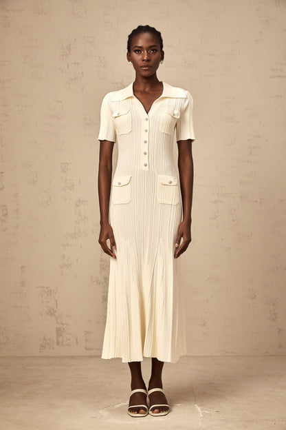 Nouria neutrals ribbed-knit midi dress
