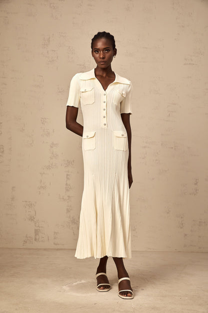 Nouria neutrals ribbed-knit midi dress