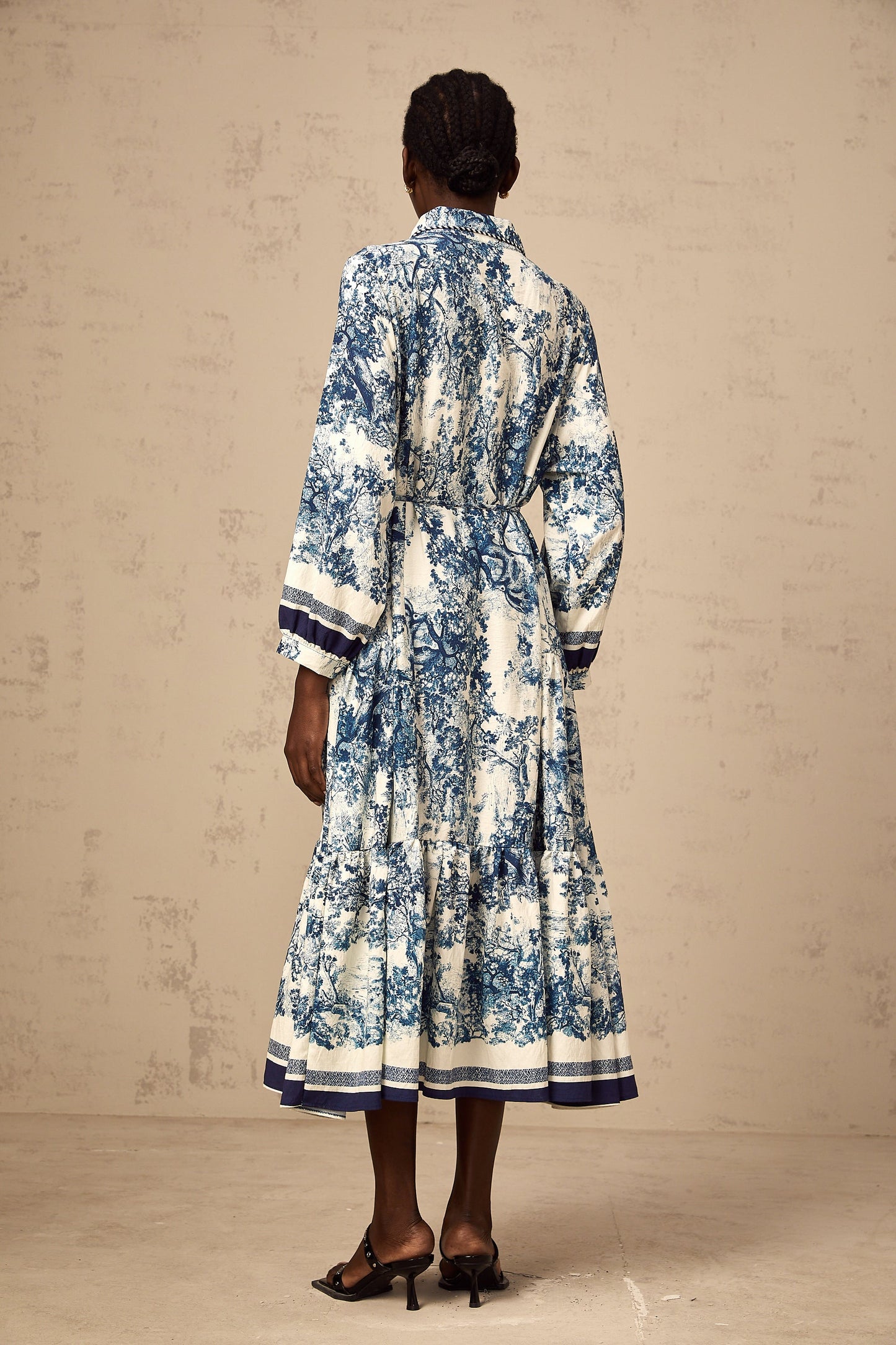 Adélaïde graphic-print midi dress in Blue