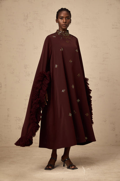 Anaïs purple sequined flared-sleeve midi dress