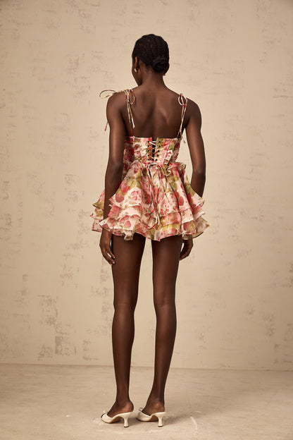 Angèle strawberry-print tiered mini dress