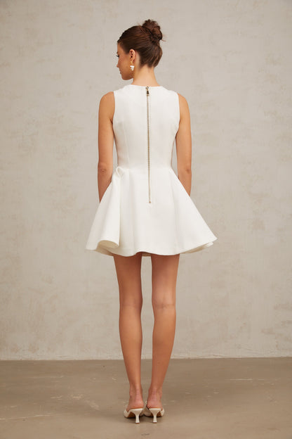 Élise pleated peplum-hem sleeveless mini dress