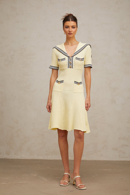 Madeleine yellow sailor-collar knitted dress